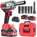 XIAZIR Cordless Impact Wrench 1200 Nm, 1/2 inch Impact Gun, 21V 4.0Ah×2 Batteries & Fast Charger, 3-Speed Control with LED Light, Includes 5 Sockets + Extension Bar + Carry Case - 1