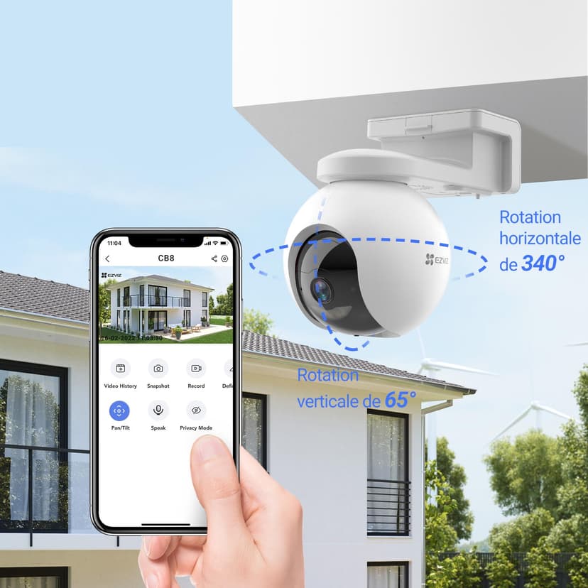 EZVIZ 2K Camera Surveillance WiFi Extérieure sans Fil sur Batterie 10400mAh avec Suivi Auto, Détection de Personne, Vision Nocturne en Couleur, Audio Bidirectionnel, Défense Active, Type C, CB8 - 3