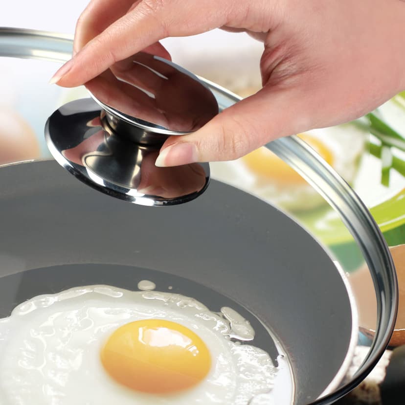 KADAX Lot de couvercles de casserole universels en verre avec poignée, résistants à la chaleur, différentes tailles, couvercle en verre pour casserole, poêle (20+24+26+28 cm, poignée argentée) K8380 - 9