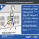 Lumonic 100 m Network Cable CAT 6 F/UTP I Cat6 Cable, Gigabit LAN Cable, Ethernet Cable I Flexible Patch Cable Shielded, for Indoor Use up to 250 - 4
