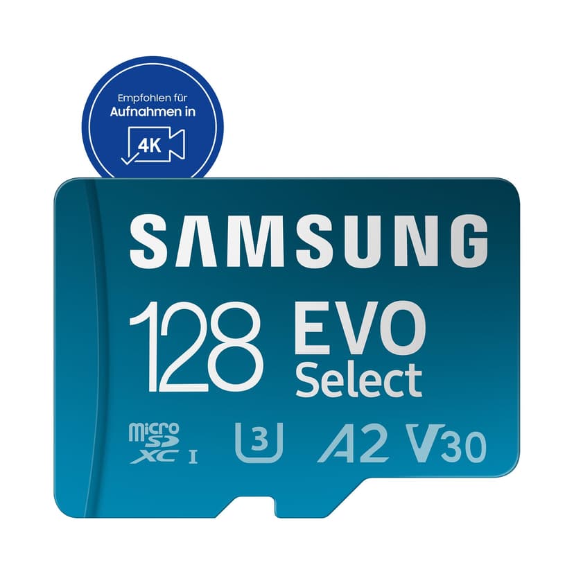 Samsung EVO Select (2024) microSD card + SD adapter, 128GB, Memory card for smartphone and tablet, UHS-I U3, 4K UHD, Full HD, 160 MB/s Read, MB-ME128SA/EU - 2