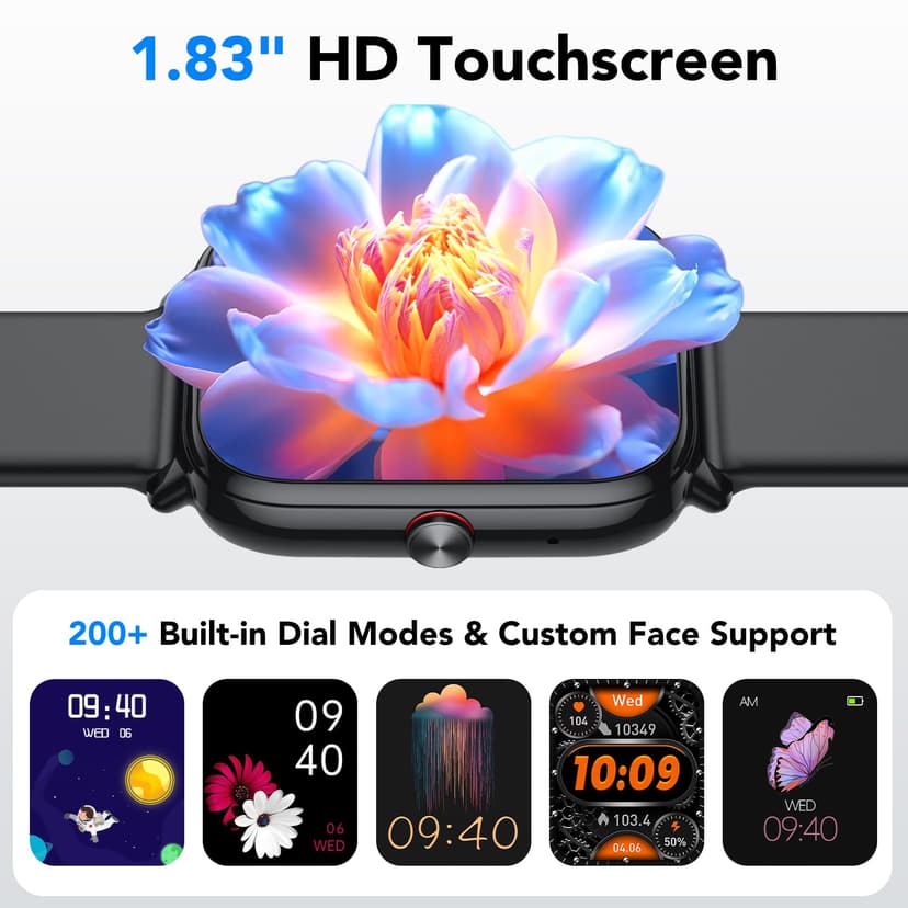 Women's Smart Watch, 1.83 Inch HD Smartwatch, 20 Days Battery Life with Bluetooth Call, Heart Rate Monitor, Sleep, Sports Watch with IP68 Waterproof, 112+ Sports Modes for Android/iOS - 6