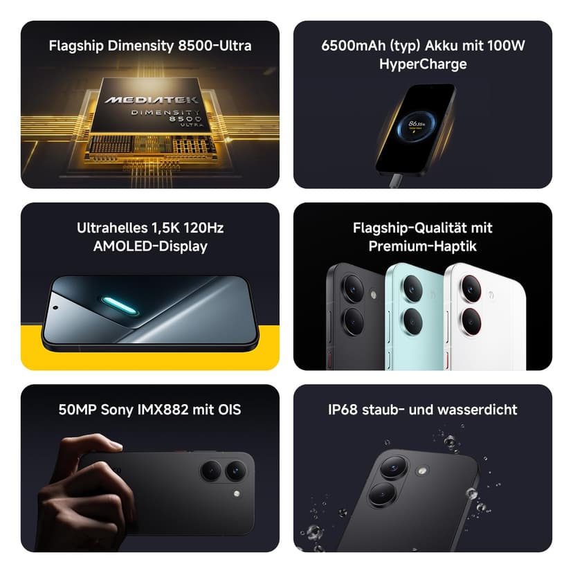 POCO X8 Pro, Smartphone 8+512 Go, Processeur Haut de Gamme Dimensity 8500-Ultra, écran AMOLED Ultra-Lumineux, 50 MP Sony IMX882 avec OIS, Vert, 1 an de Garantie supplémentaire, Chargeur Non Inclus - 2