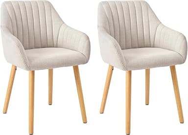 Dining Room Chairs Beige Wooden Legs with Armrests Set of…