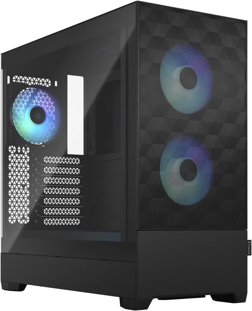 Fractal Design Pop Air RGB Black - Tempered Glass Clear Tint - Honeycomb Mesh Front – TG side panel - Three 120 mm Aspect 12 RGB fans included – ATX High Airflow Mid Tower PC Gaming Case - 1