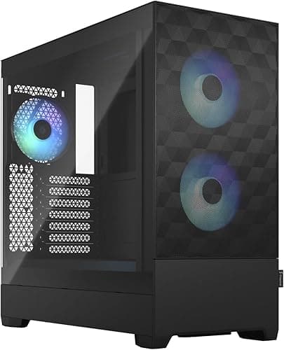 Fractal Design Pop Air RGB Black - Tempered Glass Clear Tint - Honeycomb Mesh Front – TG side panel - Three 120 mm Aspect 12 RGB fans included – ATX High Airflow Mid Tower PC Gaming Case