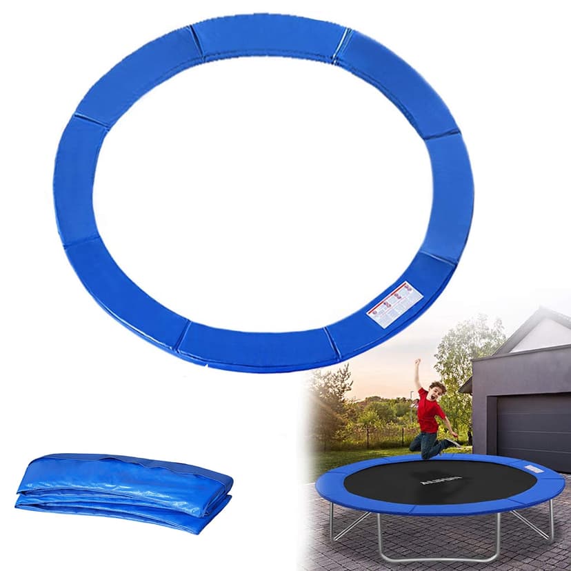 LZQ trampoline edge cover, spring cover made of PVC PE for trampoline diameter 244/305/366 cm, edge protection, safety mat, UV-resistant, tear-resistant trampoline accessories, 30 cm wide, blue/tri-colour - 1