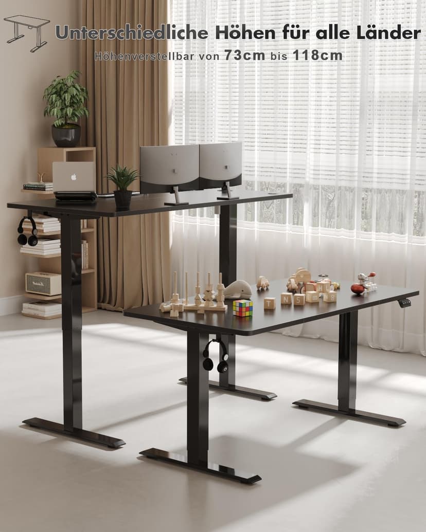 Devoko Electric Standing Desk 160x70cm, Height Adjustable Desk Ergonomic Stand up Table with 2 Memory Preset,Rustic Brown - 2