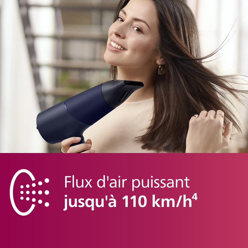 Philips -Hair Dryer 5000 Series, ThermoShield Technology, Ionic Care, 2300 W, Metallic Blue, with 9 mm and 11 mm Styling Nozzle Volume Diffuser, BHD510/20 - 3