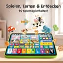 hahaland Jouet Bébé 1 an – Tablette Éducative Interactive avec Sons, Lumières et 5 Langues d’Apprentissage (en/FR/DE/IT/ES), Jouet d’Éveil Musical Cadeau Enfant 1 2 3 Ans Garçon Fille - 2