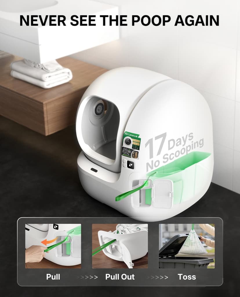 PETKIT PUROBOT MAX PRO 2 Self Cleaning Cat Litter Tray with AI Camera, Facial Recognition & Health Insights, Smart App & Odour Control Automatic Cat Litter Box, Quiet & Spacious for Multiple Cats - 8