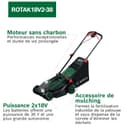 Bosch cordless lawnmower ROTAK18V2-38 (cutting width: 38 cm, cutting height: 30-75 mm, 40 l fabric grass catcher, mulch plug, including 2 x 18V battery and charger) - 3
