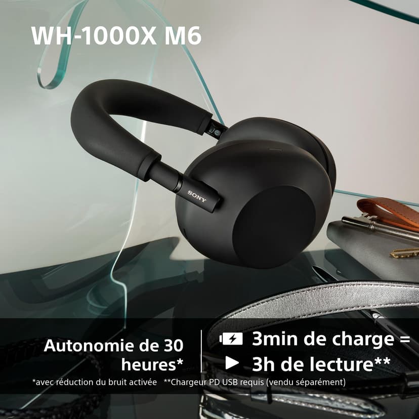 Sony WH-1000XM6 Casque sans-Fil Bluetooth à réduction de Bruit Noir, Son Hi-Res Unique, Confortable, Conception Pliable, Etui résistant, 30h Autonomie, iOS & Android - Bleu Nuit - 7