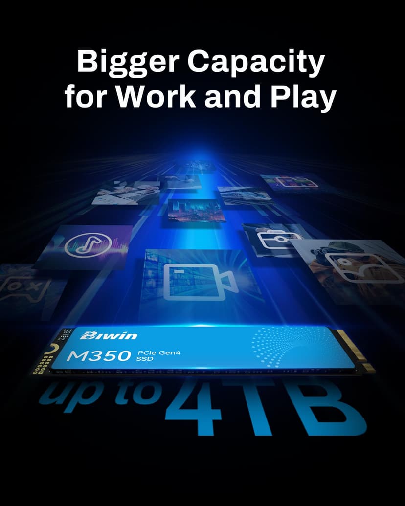 BIWIN M350 2TB SSD, PCIe 4.0 NVMe M.2 SSD, Up to 6,000MB/s, Graphene Thermal Management & HMB, PCIe Gen4x4 Interface Solid State Drive, Compatible with Desktops Laptop mini PC PS5 - 7