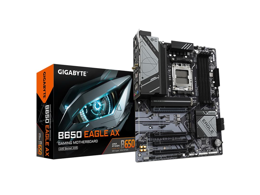 GIGABYTE B650 Eagle AX AM5 LGA 1718 Carte mère AMD B650 ATX, DDR5, Triple M.2 (1 x PCIe 5.0 M.2 + 2 x PCIe 4.0 M.2), USB 3.2 Gen2x2 Type-C, AMD Wi-FI 6E, Realtek GbE LAN