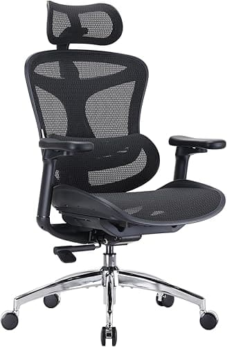 SIHOO Doro C300 Ergonomic Office Chair with Ultra Soft 3D Armrests, Dynamic Lumbar Support for Home Office, Adjustable Backrest Desk Chair (Black)