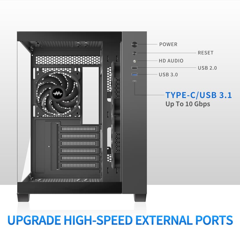 MUSETEX PC Case ATX, Y6B - 4