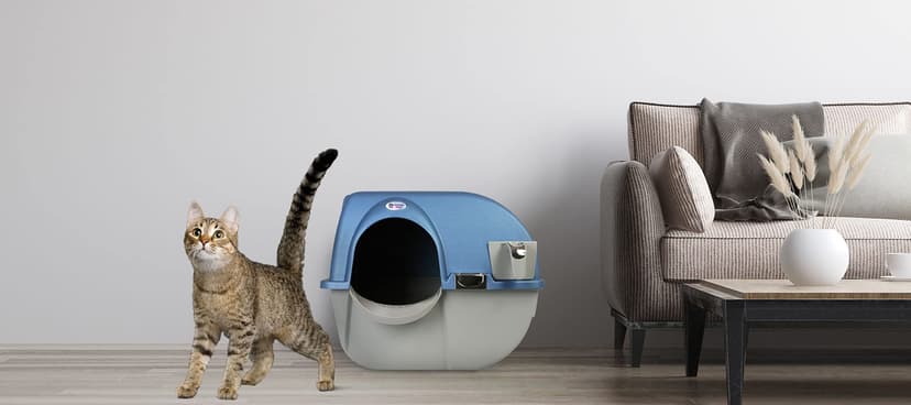 Omega Paw Premium Roll 'n Clean Litter Box Large,Cat, Peral Blue (PR-RA20-1) - 4