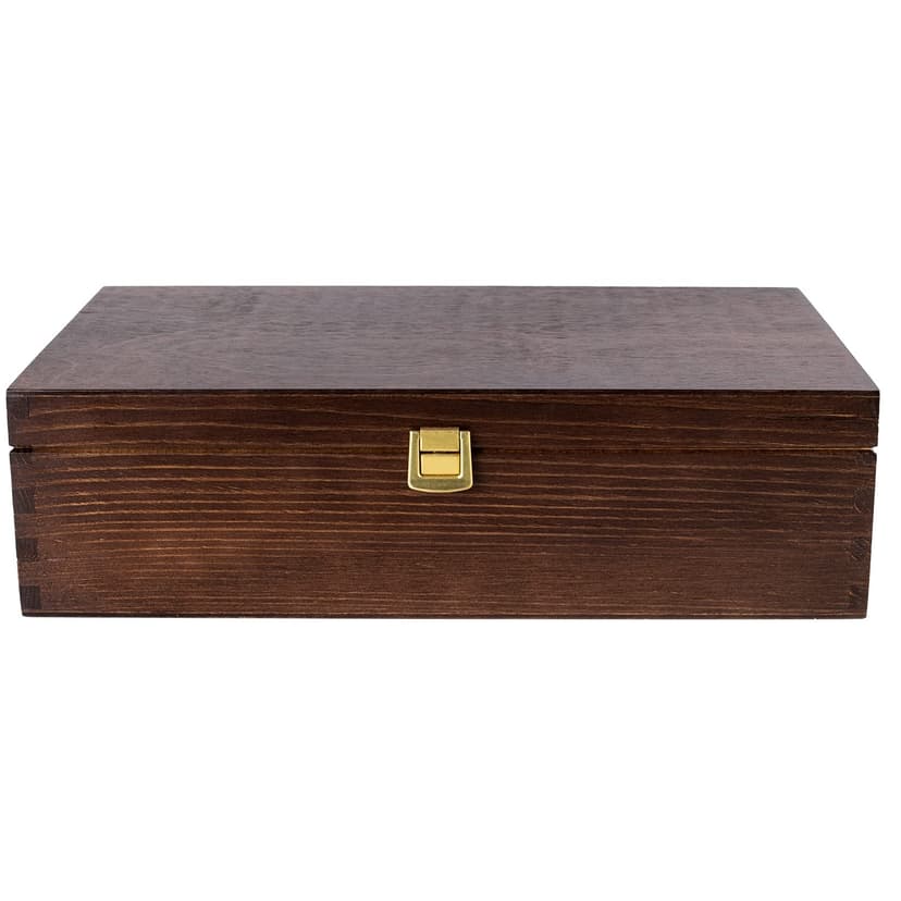 Creative Deco Brown Wooden Wine Box with Clasp | 2 Bottles | 35x20x10cm (+- 1 cm) | Natural Wood Wine Holder Bottle Easter Gift Storage Box Chest | Presentation Box - 6