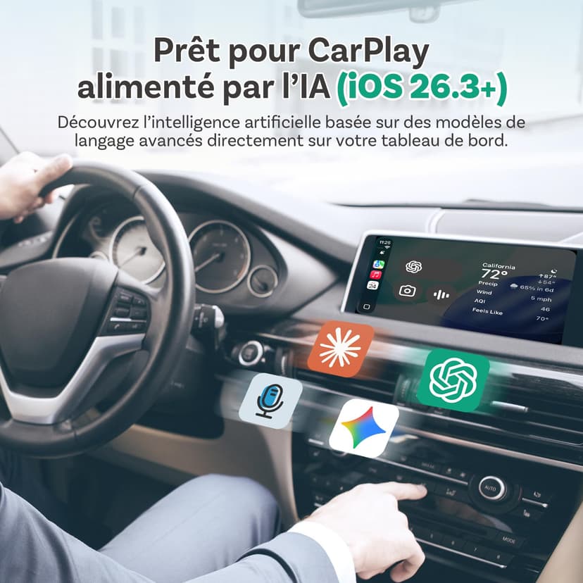 OTTOCAST Mini Nova, 2026 Upgraded 2 in 1 Wireless CarPlay Android Auto Adapter for iOS & Android Phone, Zero Lag Stable Connection, Auto-Connect, Dual Phone Support, Ultra-Compact Design - 3