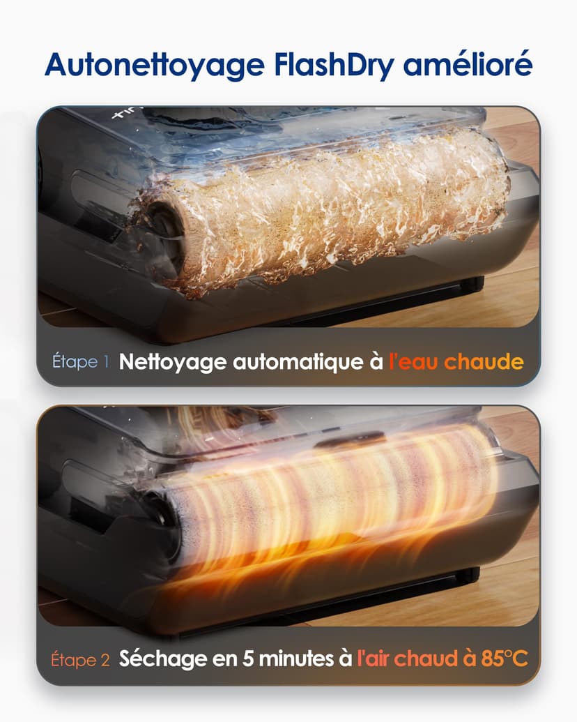 Tineco Floor One i6 Stretch Aspirateur Laveur sans Fil, Aspirateur Sec et Humide, Aspiration Puissante 20 kPa, portée à Plat 180°, Nettoyage Deux Bords, 40 Min d'autonomie, séchage 5 Min 85°C - 3