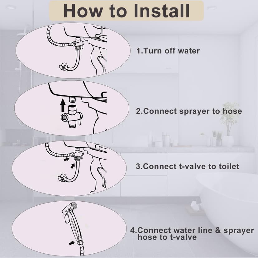 Bidet Hand Shower Personal Hygiene Set, Hand Stainless Steel Bidet Sprayer with 1.5 m Hose, Baby Cloth Nappy Spray Kit, Adjustable Spray Gun, Bidet Shower for Personal Hygiene - 5