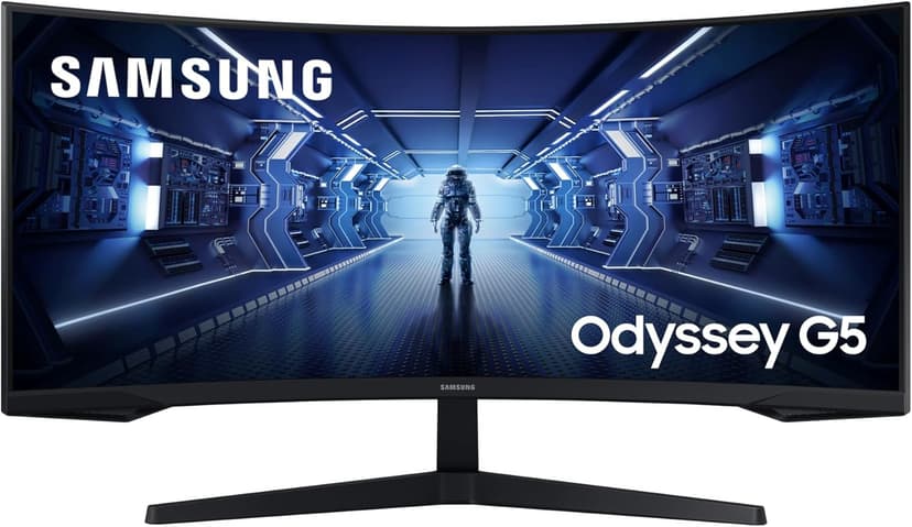 Samsung Odyssey G5 Ultra Wide Gaming Monitor C34G55TWWR, 34 inch, QHD Wide 1440p, VA panel, UWQHD resolution, AMD FreeSync Premium, 1 ms response time, 1000R curvature, 165 Hz refresh rate, black - 1
