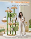 Taoqimiao Cat Tree, 180cm Cat Tower for Indoor Cats Large Cats, Multi-level Cat Climbing Tower, 8 Sisal Scratching Posts, Metal Frame Cozy Hammock, Scratch Board, 2 Top Perches, Green MSC026L - 2