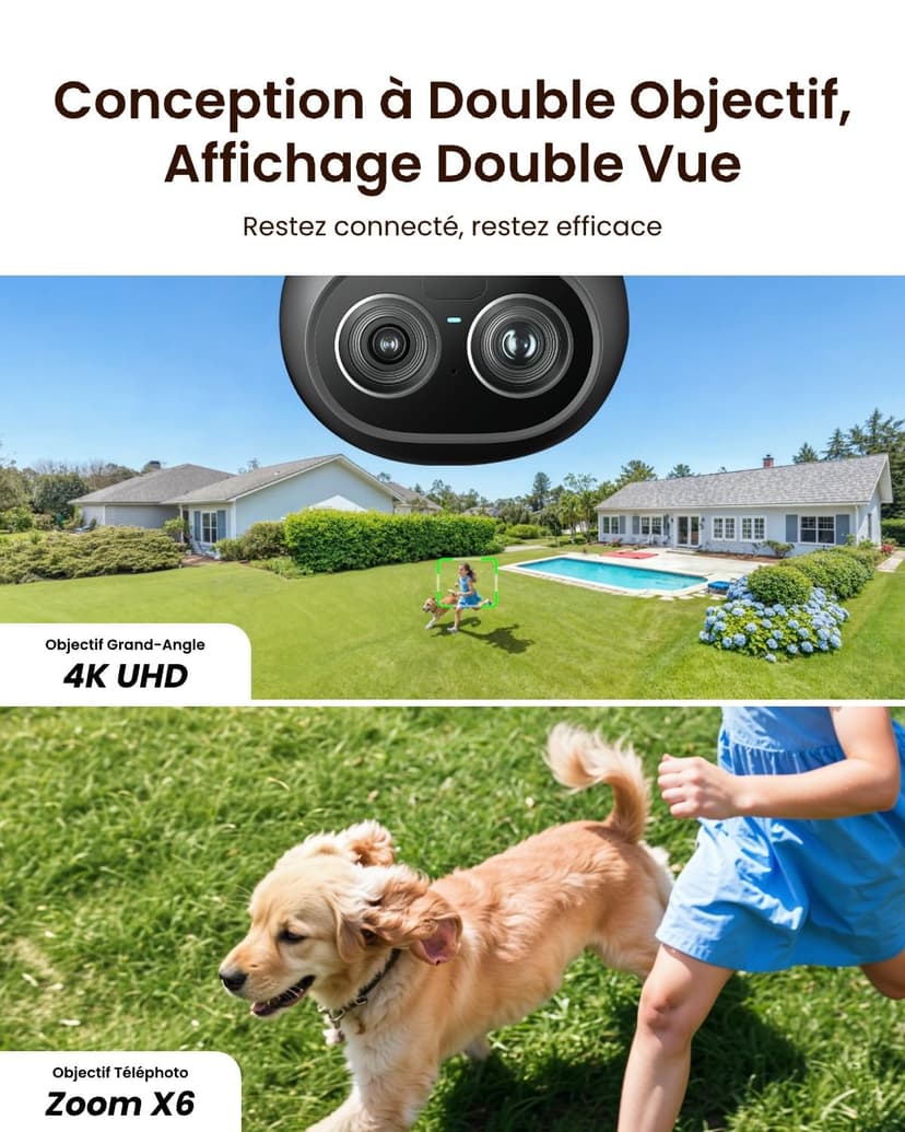 Reolink Camera Surveillance WiFi Exterieure, 4K Double Objectif, PTZ 360°, Zoom x6, Projecteur 3000 Lumens, Wi-FI 6, Détection Intelligente, Recherche Vidéo IA Locale, TrackFlex Floodlight WiFi - 2