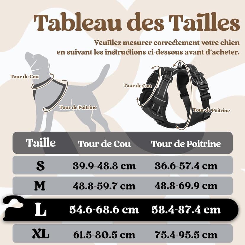 rabbitgoo Dog Harness Large Dog with Neck Release Buckle, No Pull Harness with Front Back Clips, Adjustable Soft Padded with Easy Control Handle, Reflective No-choke Pet Walking Vest, Black, L - 2