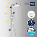 GROHE Vitalio Joy 310 - Cool Touch Thermostatic Mixer Shower Set (Water Saving Technology, Rain, Soap Tray, 110 mm 3 Spray Hand, Silicone Nozzles, Hose 1.75 m), Chrome, 26401001 - 5