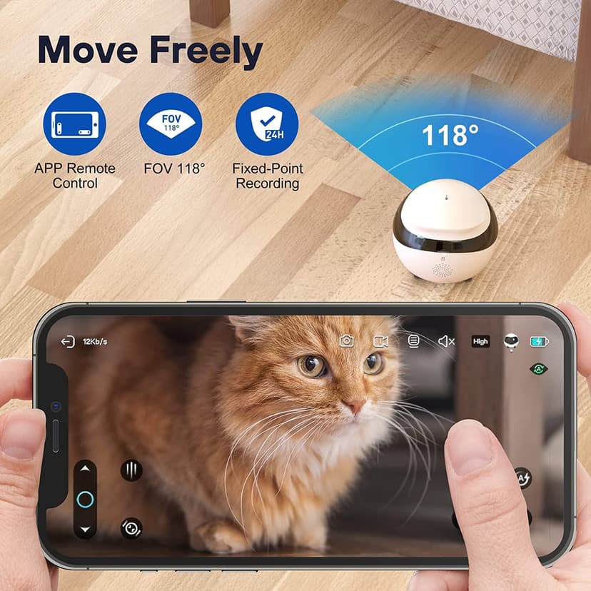 Enabot EBO SE Pet Robotic Camera with Wheels, 1080P Indoor Surveillance Camera, Auto Cruise, Two-Way Audio and Night Vision - 2