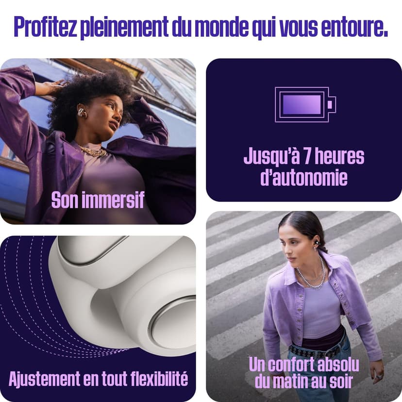 Bose Ultra Open Earbuds Auricolari Open-ear Wireless Bluetooth 5.3 con Lunga Durata della Batteria, Tecnologia OpenAudio, Fino a 48 Ore di Autonomia, viola notturno - edizione limitata - 4