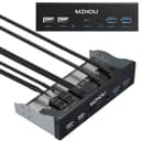 MZHOU USB 3.2 GEN2 Front Panel Expansion Card, 10 Gbit/s Type-C, 4 USB Ports (5Gbps 480Mbps), HD Audio,for 5.25-Inch Optical Drive Panel Bay - 1
