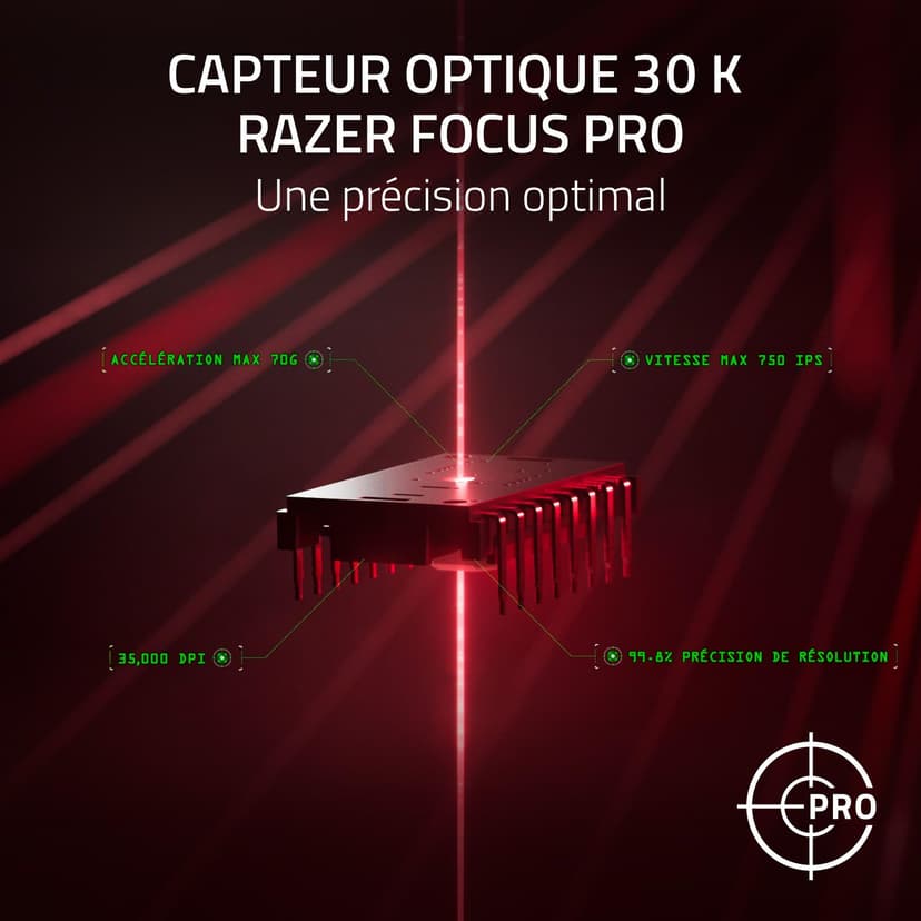 Razer DeathAdder V3 Pro - Souris Esports Ergonomique Sans Fil Légère (Design léger 63g, Capteur Optique Focus Pro 30K, Commutateurs de Souris Gen-3, Sans Fil HyperSpeed) Noir - 6