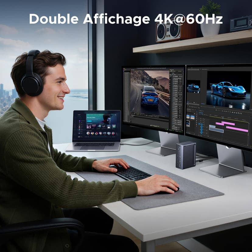 UGREEN Revodok Max 13 en 1 Thunderbolt 4 Dock 40Gbps avec 2 TBT4 et 1 DisplayPort Multi USB Data RJ45 1GbE SD TF 3.5mm Port Station d'accueil Dual 4K 60Hz Unique 8K 30Hz Écran Extension - 4