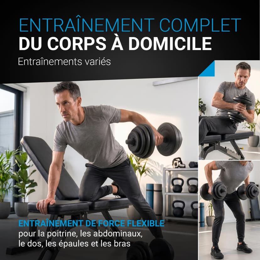ArtSport Ensemble d'haltères 20 kg – Ensemble d'entraînement de musculation avec 2 haltères courts, 12 disques d'haltères, 4 fermetures en étoile et poignées antidérapantes pour la maison - 2