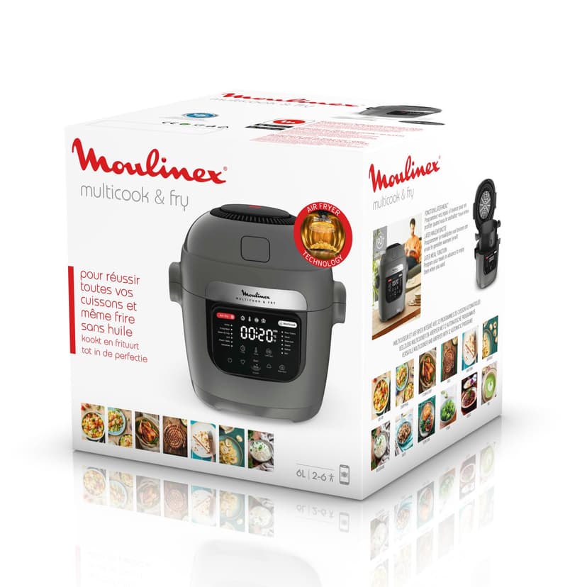 Moulinex Multicook & Fry, multicooker and integrated air fryer, 12 programs, Cooking on 2 levels, Delayed start, Capacity 6L, Grey Hippo, MZ730BF0 - 8