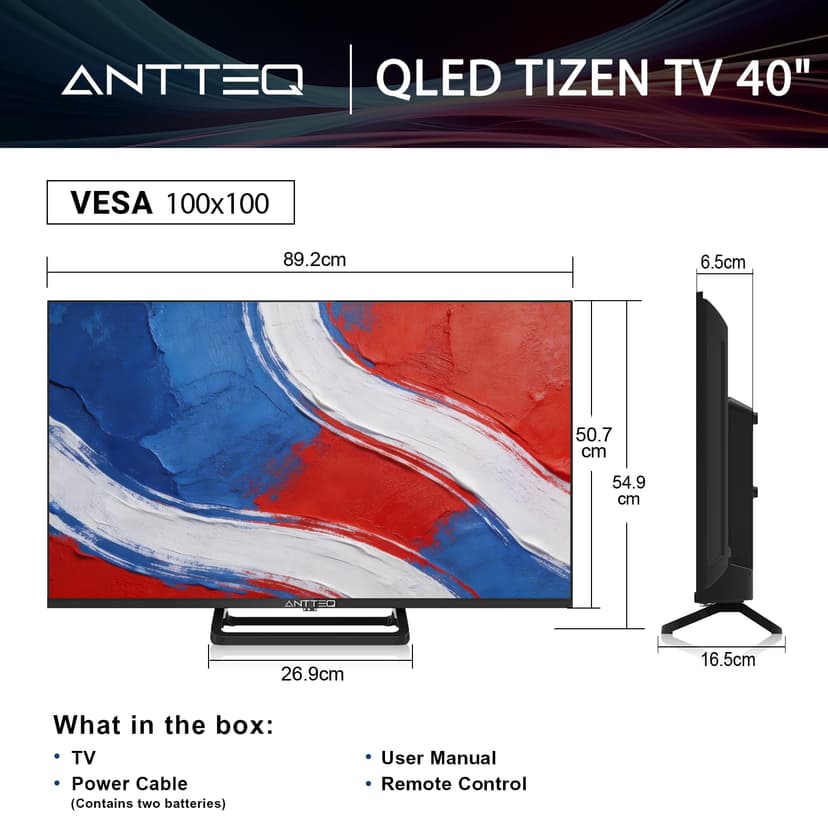 Antteq 40 inch Smart TV, FHD QLED TV Central Stand Design Tizen OS Television with AppleTV+ Netflix Freeview Gaming Hub, MEMC HDR10 Ideal Large Screen for Living Room, Made in the UK - 8