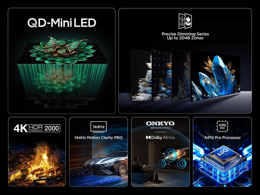 TCL 50C7K QD-Mini 50" 4K HDR Premium 2000 Smart Google TV with 144Hz Motion Clarity Pro (Dolby Vision IQ & Atmos, HVA Panel, Game Master) - 4