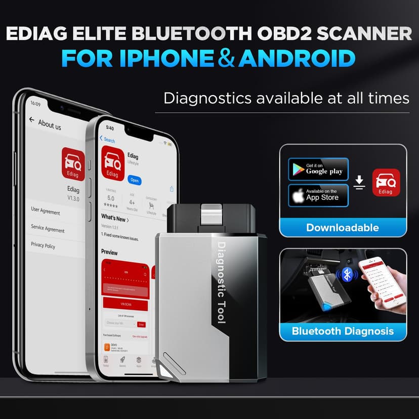KINGBOLEN EDIAG Elite OBD2 Scanner Bluetooth,Bi-directional Scan Tool Full System Car Diagnostic Tool for iOS & Android,15 Resets Oil,Brake,DPF Regeneration Tool No Subscriptions Lifetime Update. - 8