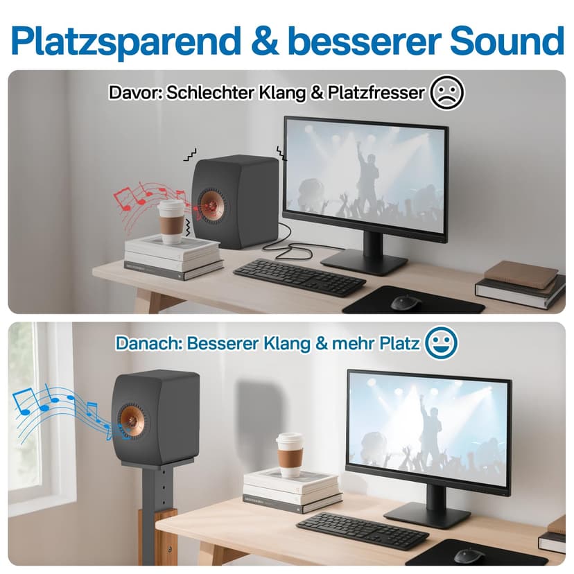 Paire de Supports d'enceintes réglables en Hauteur pour KEF LS50 Meta - Socle de Sol renforcé Finition Bois pour KEF LS50 Meta et LS50 Wireless II - Capacité de Charge : 22,7 kg (50 lbs) - 6