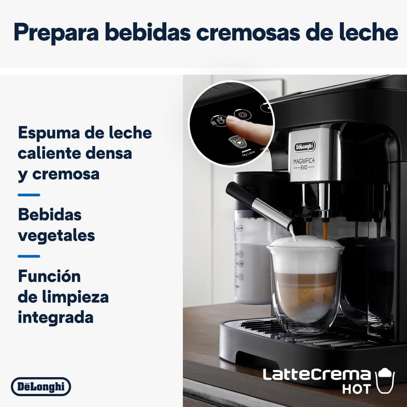De'Longhi Magnifica Evo ECAM 292.81.B coffee machine with LatteCrema milk system, 7 direct selection buttons for cappuccino, espresso and other coffee specialties, 2-cup function, black - 4