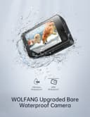 WOLFANG GA420 Dual Screen Action Camera 4K 60FPS 24MP Touchscreen Underwater Camera, 10M Body Waterproof/40M Waterproof Helmet Bike Camera with EIS, Remote Control, 2x1350mAh Batteries, Accessory Kit - 3