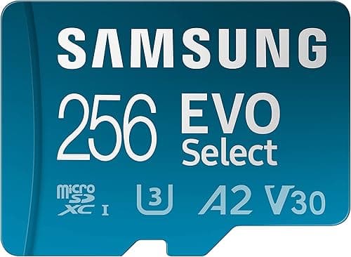 Samsung EVO Select (2024) microSD card + SD adapter, 256GB, Memory card for smartphone and tablet, UHS-I U3, 4K UHD, Full HD, 160 MB/s Read, MB-ME256SA/EU