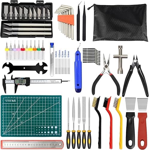 YOTINO 82 Pieces 3D Printer Accessories, 3D Printing Tool Kit, with Tweezers, Pliers, Carving Knife, Cleaning Needles, Wrench Set for Cleaning Finishing Printing
