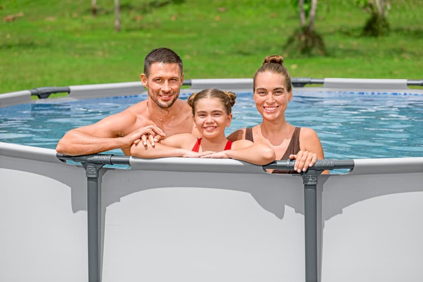 Bestway Steel Pro MAX Frame Pool Complete Set with Filter Pump, Diameter 366 x 122 cm, Light Grey, Round - 5