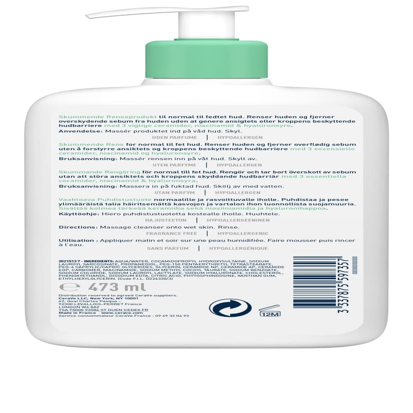 CeraVe Foaming Cleanser for Normal to Oily Skin with Niacinamide & 3 Essential Ceramides, Developed with Dermatologists, Gently Cleanses & Removes Excess Oil, Fragrance-Free - 6