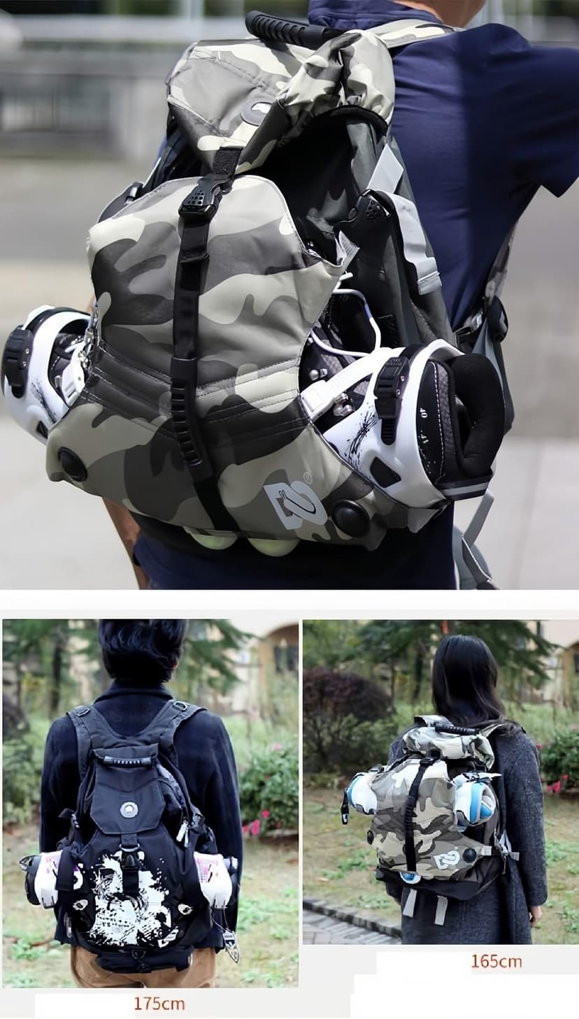 ZBH1985 Sac à Dos à roulettes à Compartiments Multiples - Rangement extérieur pour Patins à roulettes en Ligne, Quad, artistiques et Chaussures de Patinage sur Glace - 5