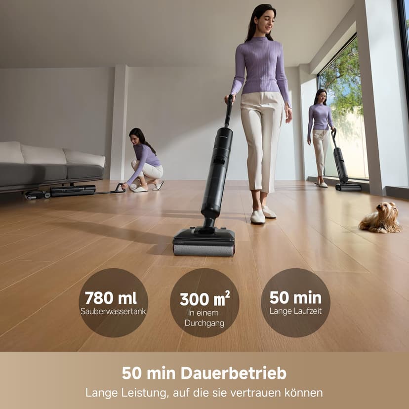dreame H12 Pro FlexReach Aspirateur Laveur, portée à Plat à 180°, séchage 5 Min, Aspiration 18 000 Pa, Lavage à Chaud à 90 °C, Nettoyage Deux Bords, 50 Minutes de Nettoyage - 8